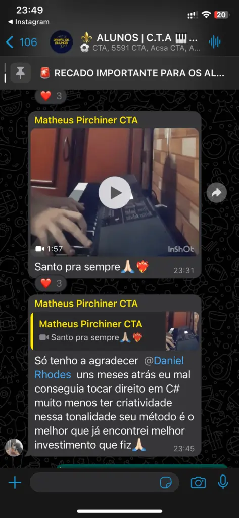 Depoimento de aluno